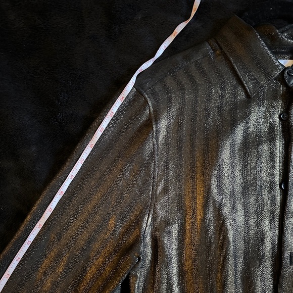 NWT Zara men’s gold black shimmery button up top - Picture 4 of 7